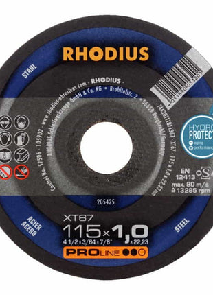 Disco de corte RHODIUS XT67 D115x1mm recto (4000841257)