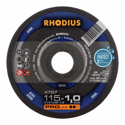 Disco de corte RHODIUS XT67 D115x1mm recto ( 4000841257 )