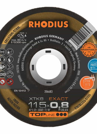 Disco de corte RHODIUS XTK8 D115x0,8mm acodado (4000841290)