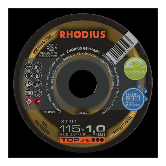 Disco de corte RHODIUS XT10 D115x1mm recto ( 4000841292 )