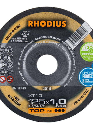 Disco de corte RHODIUS XT10 D125x1mm recto (4000841293)