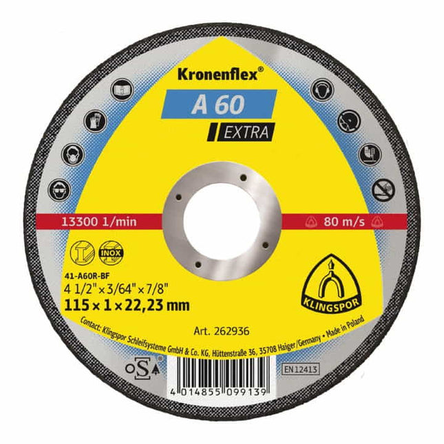Disco da taglio KLINGSPOR A 60 Extra D125x1mm diritto ( 4000841305 )
