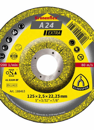 KLINGSPOR tarcza tnąca A 24 Extra D125x2.5mm z korbką ( 4000841426 )