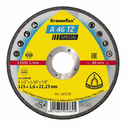KLINGSPOR cutting disc A 46 TZ Special D115x1.6mm straight ( 4000841482 )