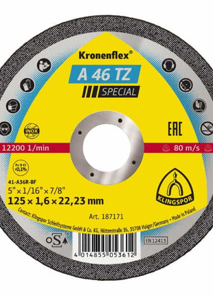 Disco de corte KLINGSPOR A 46 TZ Special D125x1,6mm recto (4000841487)