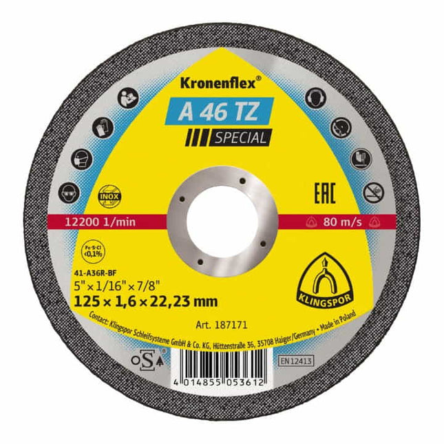 Disco de corte KLINGSPOR A 46 TZ Special D125x1,6mm recto ( 4000841487 )