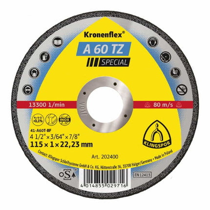Disco de corte KLINGSPOR A 60 TZ Special D115x1mm recto ( 4000841492 )