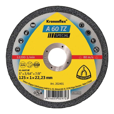 Disco de corte KLINGSPOR A 60 TZ Special D125x1mm recto (4000841493)