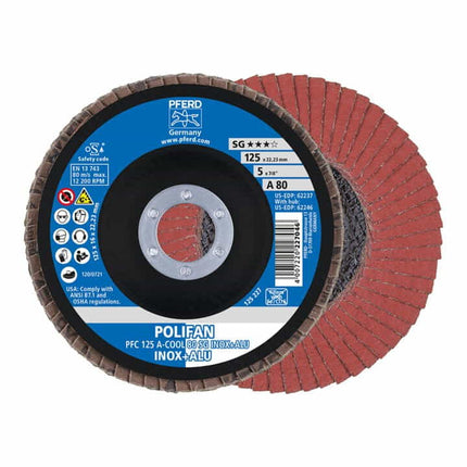 PFERD flap disc POLIFAN A-COOL SG INOX+ALU Ø 125 mm grain size 80 conical ( 4000842357 )
