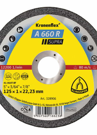 Disco de corte KLINGSPOR A 660 R Supra D115x1mm recto (4000843411)