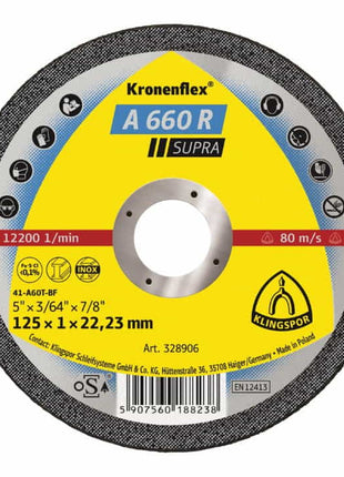 Disco de corte KLINGSPOR A 660 R Supra D125x1mm recto (4000843412)