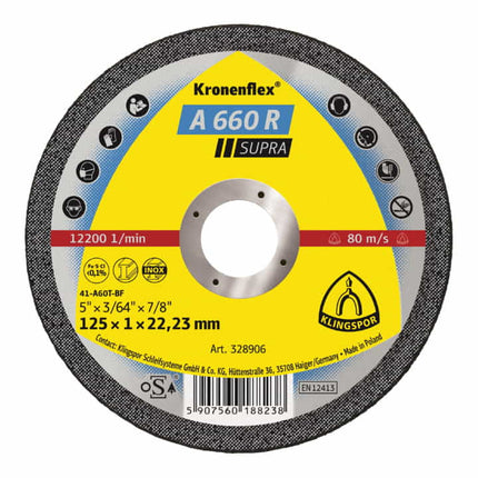 Disco de corte KLINGSPOR A 660 R Supra D125x1mm recto ( 4000843412 )