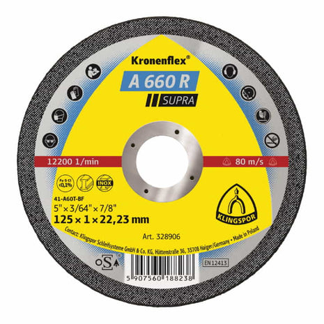 Disco de corte KLINGSPOR A 660 R Supra D125x1mm recto (4000843412)