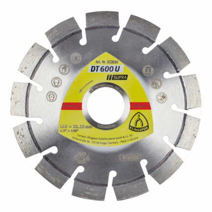Disco de corte diamantado KLINGSPOR DT 600 U Supra Ø 230 mm agujero 22,23 mm ( 4000843521 )