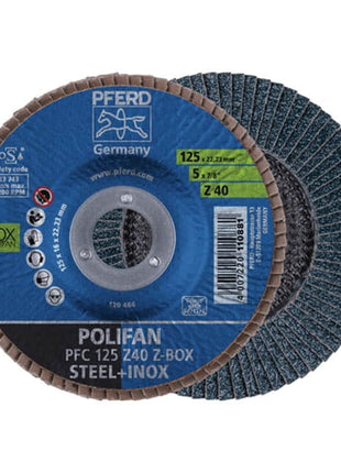 Arandela dentada PFERD POLIFAN Z START STEELOX Ø 125 mm grano Z-60 cónica (4000843629)