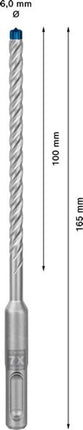 Wiertarka udarowa BOSCH Expert SDS-7X Ø 6 mm długość robocza 100 mm długość 165 mm ( 4000909987 )