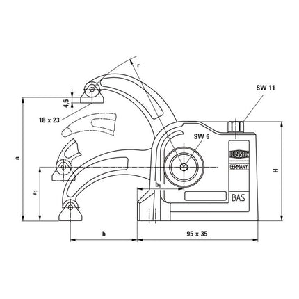 BESSEY Zacisk kompaktowy BAS Wysokość mocowania 97 mm Występ 60 mm ( 4123716050 )