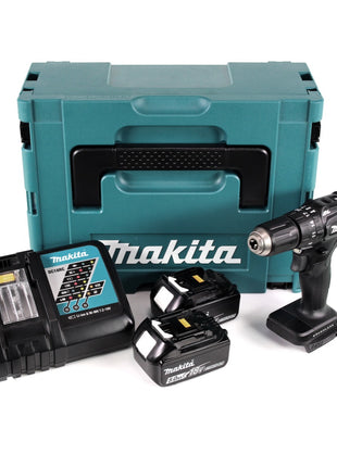 Makita DHP 483 RTJB Akku Schlagbohrschrauber 18 V 40Nm schwarz im Makpac + 2x 5,0Ah Akku + Ladegerät - Toolbrothers