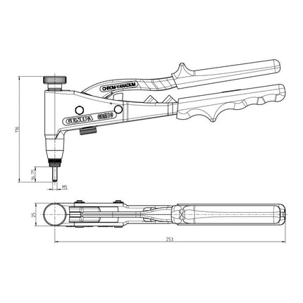 GESIPA Manual blind rivet nut tool GBM10 Total length 260mm Weight 0.6kg Stroke 7mm ( 8000303348 )