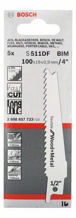 Hoja de sierra de sable BOSCH S 511 DF Longitud 100 mm Anchura 19 mm ( 8000343746 )