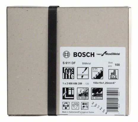 BOSCH Lame de scie sabre S 611 DF S 611 DF Longueur 150 mm Largeur 19 mm ( 8000343747 )