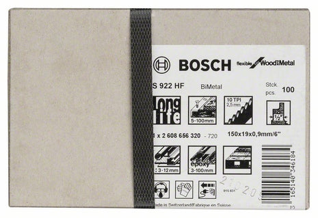 Hoja de sierra de sable BOSCH S 922 HF longitud 150 mm ancho 19 mm (8000343752)