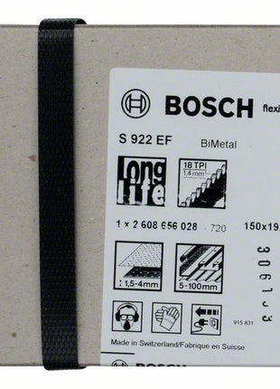 BOSCH Lame de scie sabre S 922 EF longueur 150 mm largeur 19 mm ( 8000343780 )