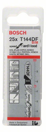 Hoja de sierra de calar BOSCH T 144 DF Speed para madera dura L.100mm paso de diente 4-5.2mm ( 8000346036 )