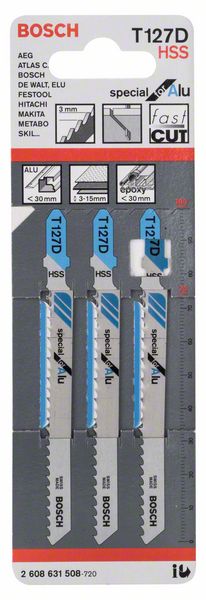 BOSCH Stichsägeblatt T 127 D Special for Alu L.100mm Zahnteilung 3mm ( 8000346051 )