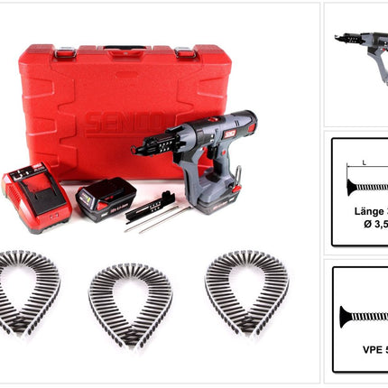 SENCO DS 5550 18V DuraSpin Magazin Schrauber ( 7W2001N ) mit 2x 3,0 Ah Akkus, Ladegerät und 5000x Teks Feingewinde Schrauben 3,5x35 - Toolbrothers