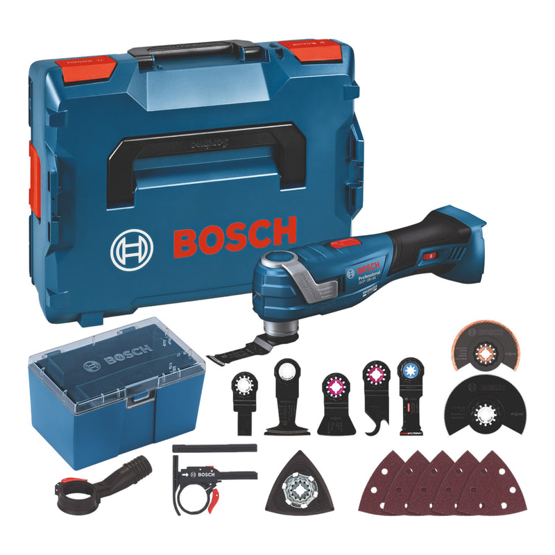 Bosch GOP 18V-34 Cortacuchillas profesional sin cable 18 V Starlock Plus ( 06018G2002 ) + 17 piezas de accesorios + L-Boxx - sin acumulador, sin cargador