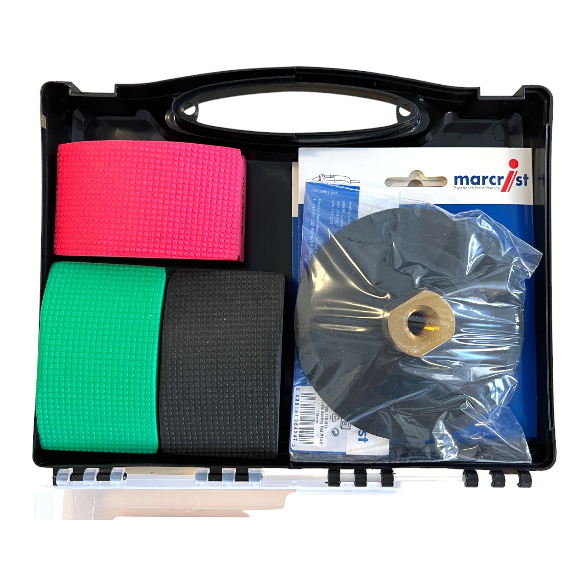 Marcrist Fliesen Polier Set 115mm 1x Klett Stuetzteller 3x Klett Diamantscheibe 3x Handpolier Pad 3999 101 341 Koffer 2 - toolbrothers
