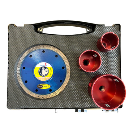 Juego para cortar y taladrar azulejos Marcrist 125 mm + 1x disco de corte + 3x brocas secas ( 3999.101.234 ) + estuche