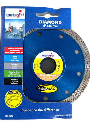 Marcrist CK850 AkkuMAX Disco de corte diamantado para baldosas y gres fino 125 x 22,23 mm (1853.0125.22)