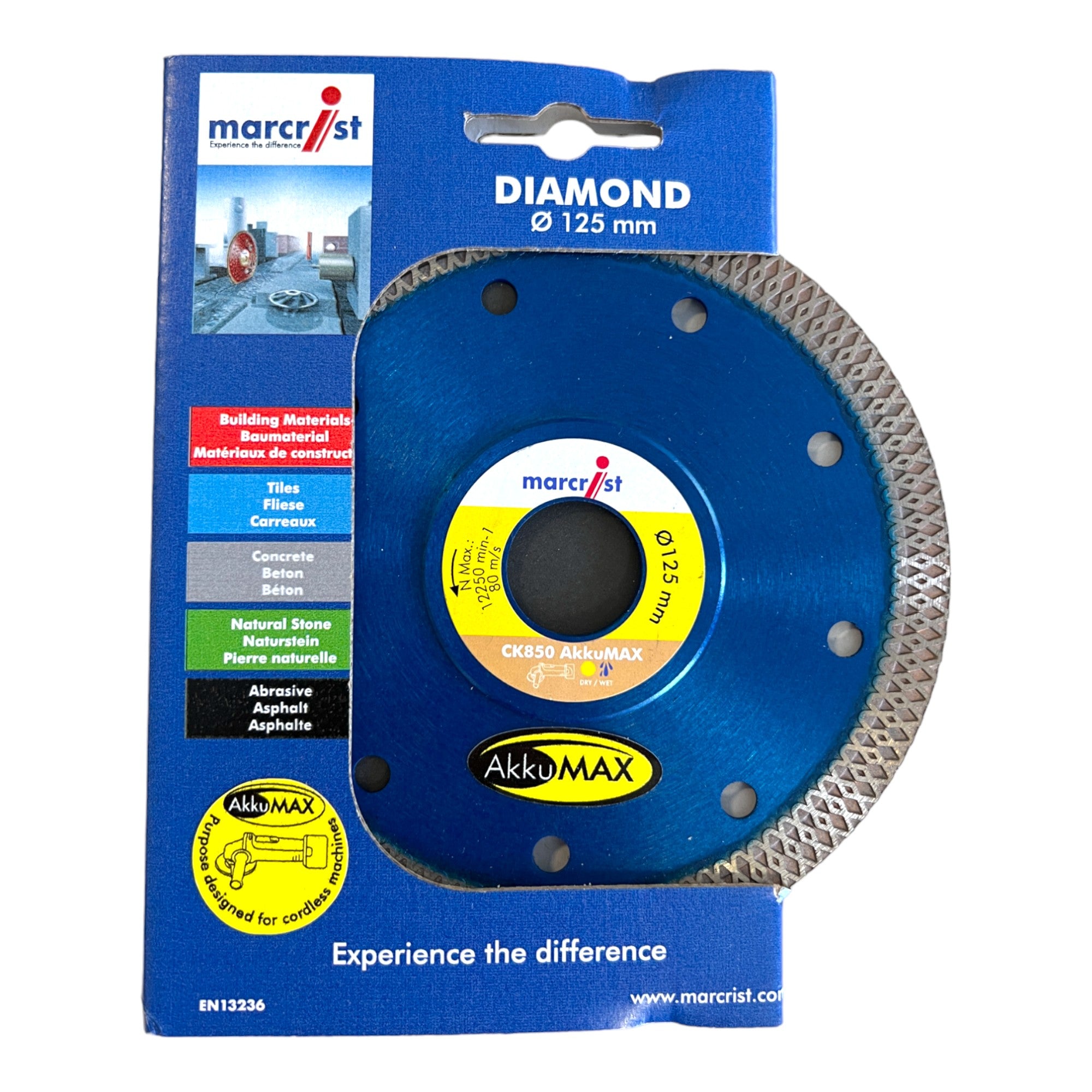 Marcrist CK850 AkkuMAX Fliesen und Feinsteinzeug Diamanttrennscheibe 125 x 22 23 mm 1853 0125 22  1 - toolbrothers