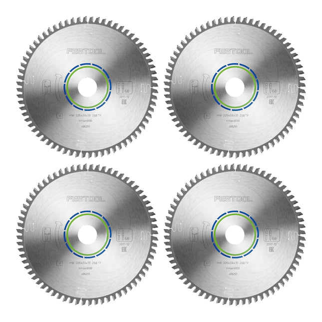 Festool HW 225x2,6x30 TF68 piła tarczowa aluminium / tworzywa sztuczne 4 szt. ( 4x 488291 ) 225 x 2,6 x 30 mm 68 zębów do aluminium, metali nieżelaznych, tworzyw sztucznych, PVC