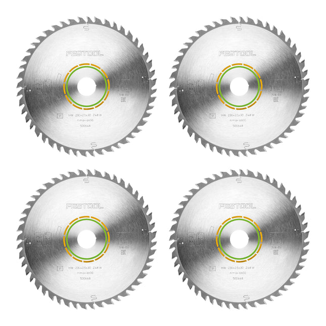 Lama circolare Festool HW 230x2,5x30 W48 WOOD FINE CUT 4 pezzi ( 4x 500648 ) 230 x 2,5 x 30 mm 48 denti per legno massiccio, rivestito, pannelli impiallacciati