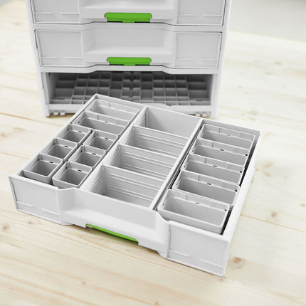 Juego de cajas insertables Festool 50x50/50x100x68 (578056) para Sortainer³, Systainer³ Combi, Systainer³ Organizer