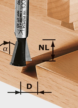 Fraise/fraise à dents Festool HW S8 D14,3/13,5/15° (490990) pour OF 900, OF 1000, OF 1010, OF 1010 R, OF 1400