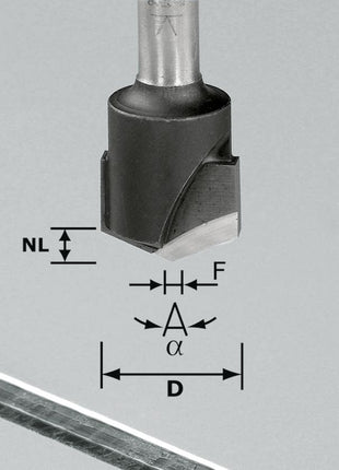 Fraise à rainure en V Festool HW S8 D18-135°/Alu (491443) pour défonceuse