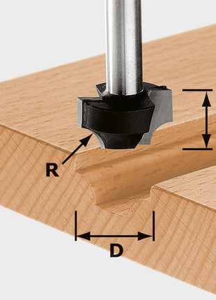 Fresa de cuarto de barra Festool HW S8 D23/R6 (491007) para OF 900, OF 1000, OF 1010, OF 1010 R, OF 1400, OF 2000, OF 2200