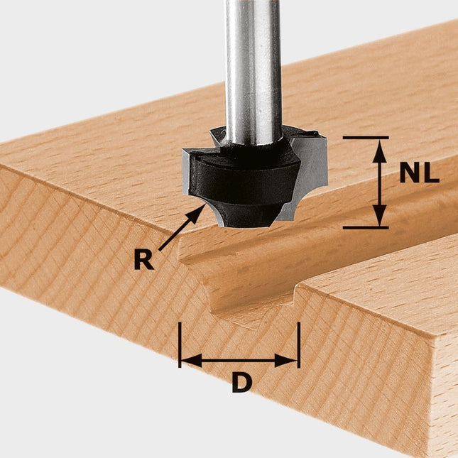 Fresa de cuarto de barra Festool HW S8 D23/R6 (491007) para OF 900, OF 1000, OF 1010, OF 1010 R, OF 1400, OF 2000, OF 2200