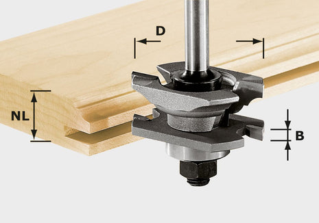 Fresa ranuradora de perfiles Festool HW S8 D46 x D12-NT (490645) para OF 900, OF 1000, OF 1010, OF 1010 R, OF 1400, OF 2000, OF 2200