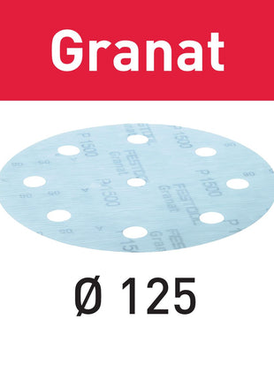 Disco abrasivo Festool STF D125/8 P1000 GR/50 granate (497180) para RO 125, ES 125, ETS 125, ETSC 125, ES-ETS 125, ES-ETSC 125, ETS EC 125, LEX 125