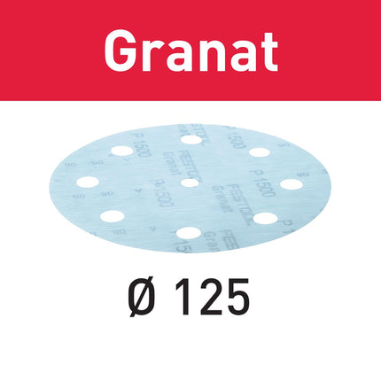 Disco abrasivo Festool STF D125/8 P1000 GR/50 granate (497180) para RO 125, ES 125, ETS 125, ETSC 125, ES-ETS 125, ES-ETSC 125, ETS EC 125, LEX 125