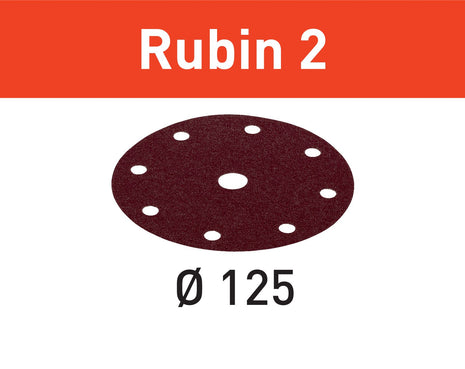 Disco abrasivo Festool STF D125/8 P120 RU2/50 Ruby 2 (499097) para RO 125, ES 125, ETS 125, ETSC 125, ES-ETS 125, ES-ETSC 125, ETS EC 125, LEX 125