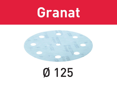 Festool STF D125/8 P1500 GR/50 disque abrasif grenat (497182) pour RO 125, ES 125, ETS 125, ETSC 125, ES-ETS 125, ES-ETSC 125, ETS EC 125, LEX 125