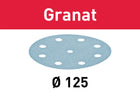 Festool STF D125/8 P180 GR/10 disque abrasif grenat (497149) pour RO 125, ES 125, ETS 125, ETSC 125, ES-ETS 125, ES-ETSC 125, ETS EC 125, LEX 125