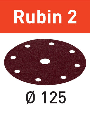 Disco abrasivo Festool STF D125/8 P220 RU2/50 Ruby 2 (499100) para RO 125, ES 125, ETS 125, ETSC 125, ES-ETS 125, ES-ETSC 125, ETS EC 125, LEX 125