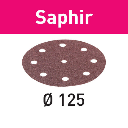Disco de lijado Festool STF D125/8 P24 SA/25 zafiro (493124) para RO 125, ES 125, ETS 125, ETSC 125, ES-ETS 125, ES-ETSC 125, ETS EC 125, LEX 125